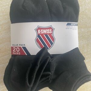 K-Swiss Men's Classic Black Socks 20-Pack